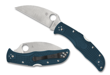 Spyderco Endela Lightweight Wharncliffe Folding Knife - 3.42" K390 Satin Plain Blade, Blue FRN Handles - C243FPWK390