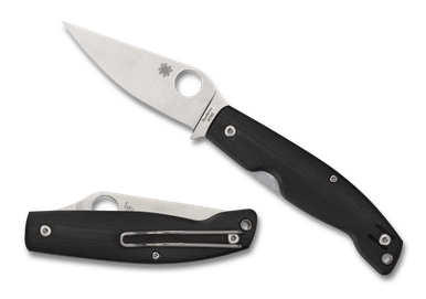 Spyderco Pattadese Folding Knife - 3.16" M390 Satin Plain Blade, Contoured Black G10 Handles