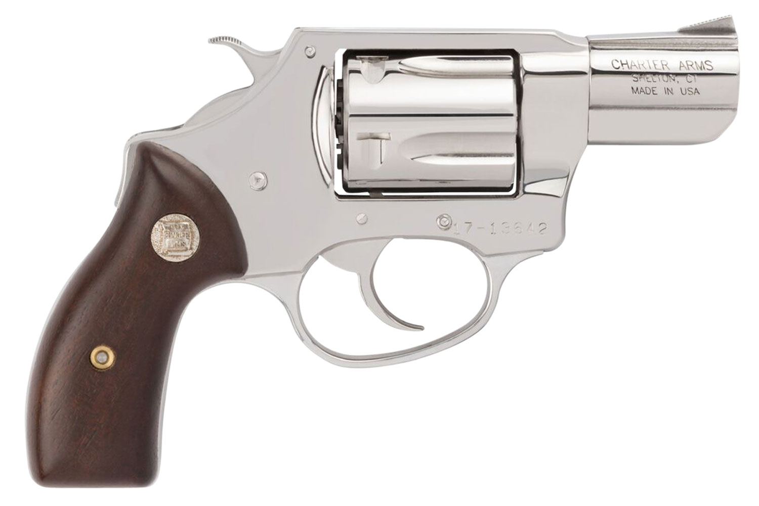 Charter Arms Undercover Revolver 73829, 38 Special, 2", Wood Grip, High Polished Stainless Finish, 5 Rd