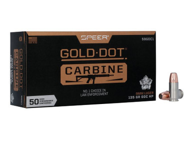 CCI Speer 9mm Ammunition Gold Dot Carbine CCI59GDC1 135 Grain GDC Hollow Point 50 Rounds