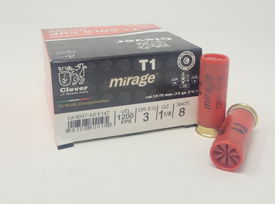 Clever 12 Gauge Ammunition T1 Mirage 2-3/4" #8 Shot 1-1/8oz 1200fps CASE 250 Rounds