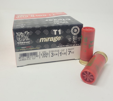 Clever 12 Gauge Ammunition T1 Sporting Clay #7.5 Shot 2-3/4" 1-1/8oz 1300fps CASE 250 Rounds