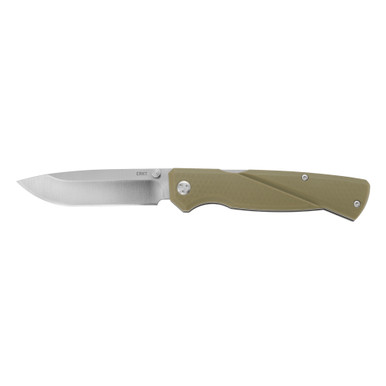 CRKTKova Folding Knife - 3.5" Satin Drop Point Blade, FDE GRN Handles