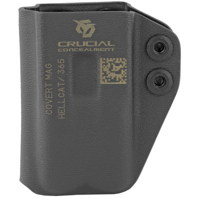 Crucial Concealment Covert IWB / OWB Mag Pouch - Ambidextrous, Black Kydex, Fits Springfield Hellcat/Sig Sauer P365 Magazines