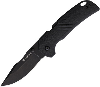 Cold Steel Engage ATLAS Lock Folding Knife - 3.125" AUS-10A Black PVD Stonewashed Clip Point Blade, Black GFN Handles - CS-FL-30DPLC-10B