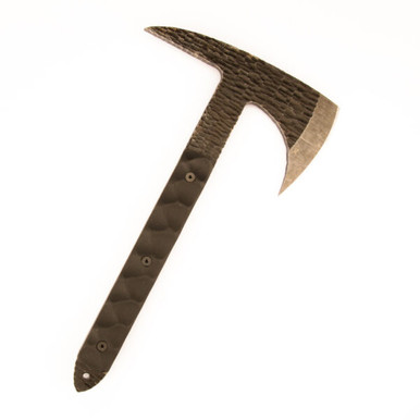 Stroup Knives Spike Axe - 12" Overall, 1095 Hand Carved Blade, Milled Black G10 Handles, Kydex Sheath - TOMS-B-G10-S