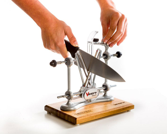 Warthog V-Sharp Elite Classic II Knife Sharpener w/Wooden Block, Silver (EC2SI)