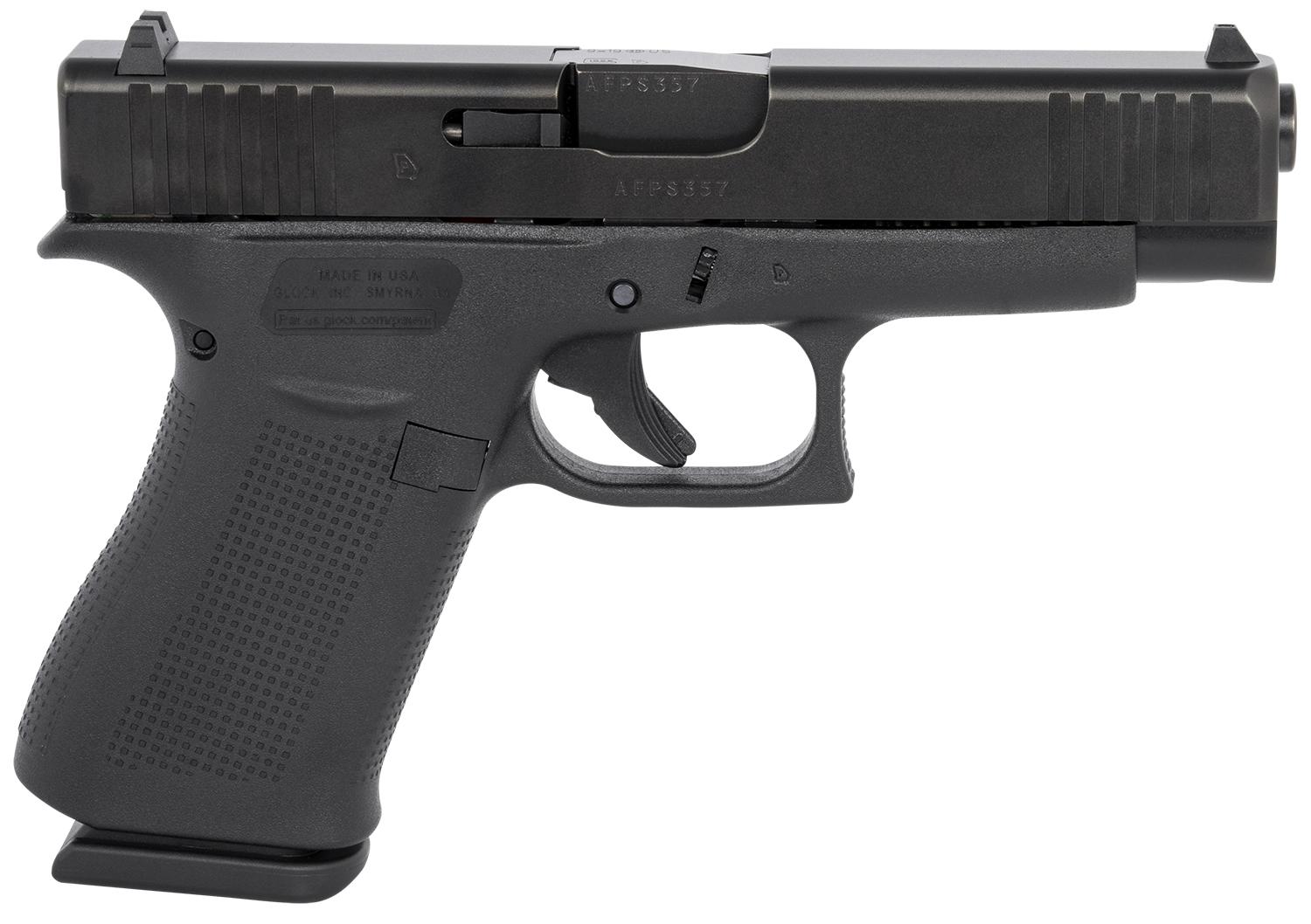 Glock G48 Compact Pistol G48US, 9mm Luger, 4.17", Black Textured Beavertail Polymer Grips, Black Finish, 10 Rds