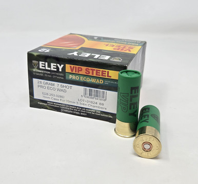 Eley 12 Gauge Ammunition VIP Steel Pro Eco Wad E22825302BD 2-3/4" #7 Shot 1oz 1312fps 25 Rounds