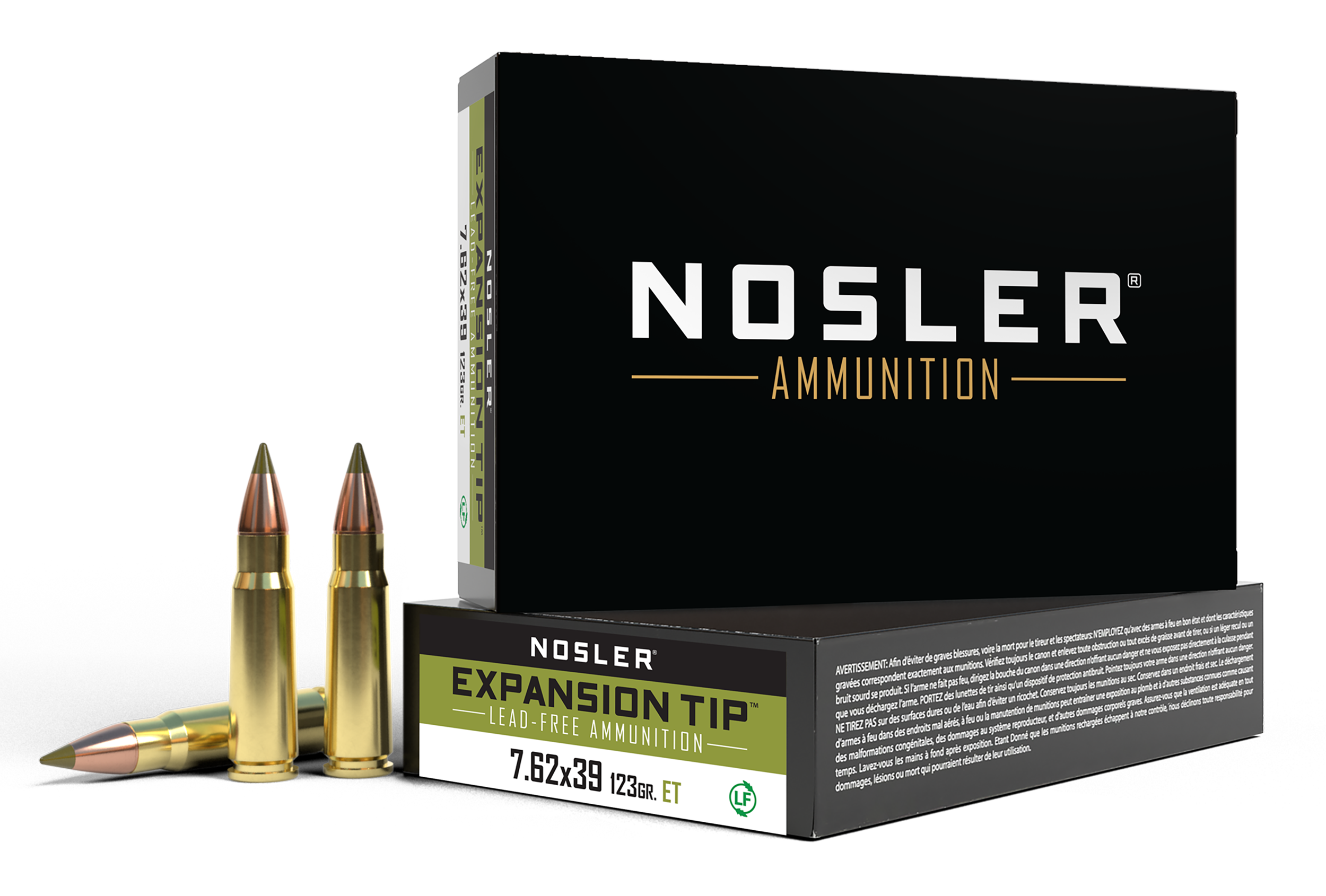 Nosler E-Tip Rifle Ammunition 40040, 7.62X39, E-Tip Boat Tail, 123 gr, 2350 fps, 20 Rd/Bx