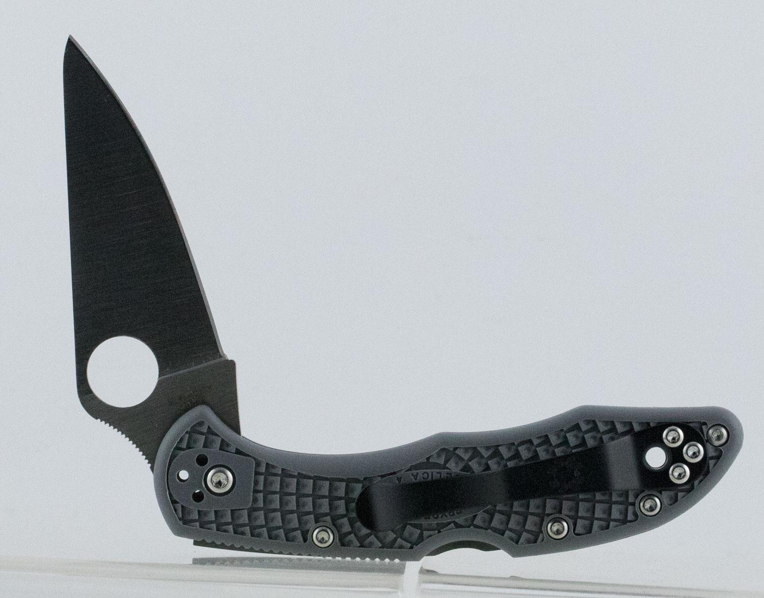 Spyderco Delica 4 Lightweight Drop Point Plain Edge Folding Knife w/Gray Handle (C11FPGY)