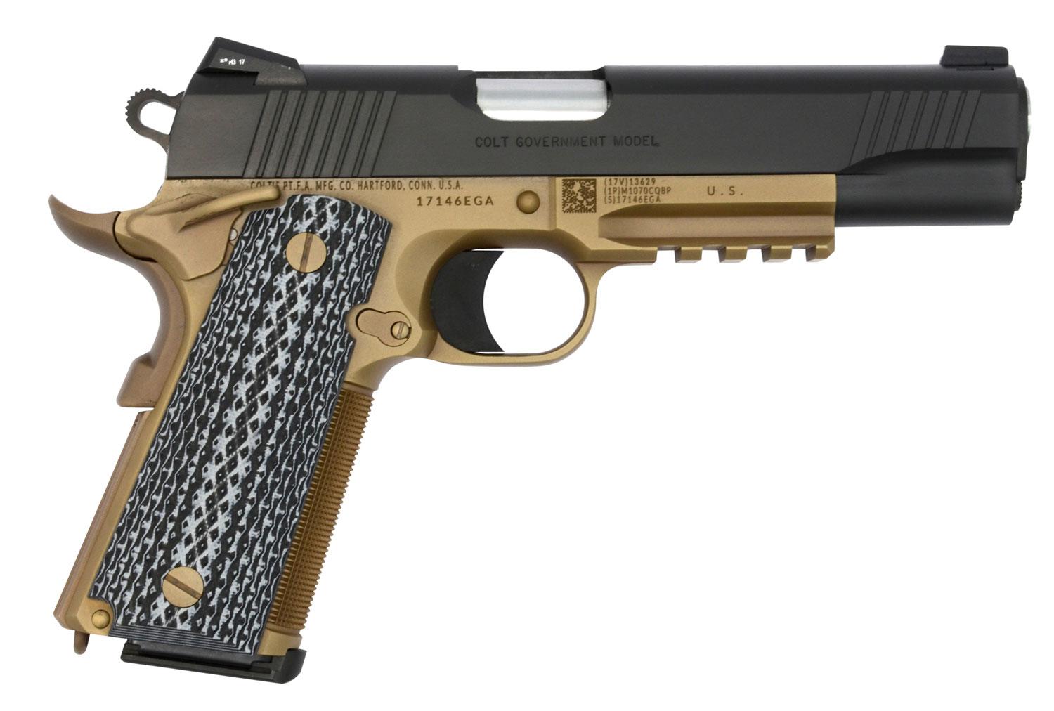 Colt 1911 Custom Government SAO Pistol O1070CQBFB, 45 ACP, 5", Black G10 Grips, Flat Dark Earth Finish, 8 Rds