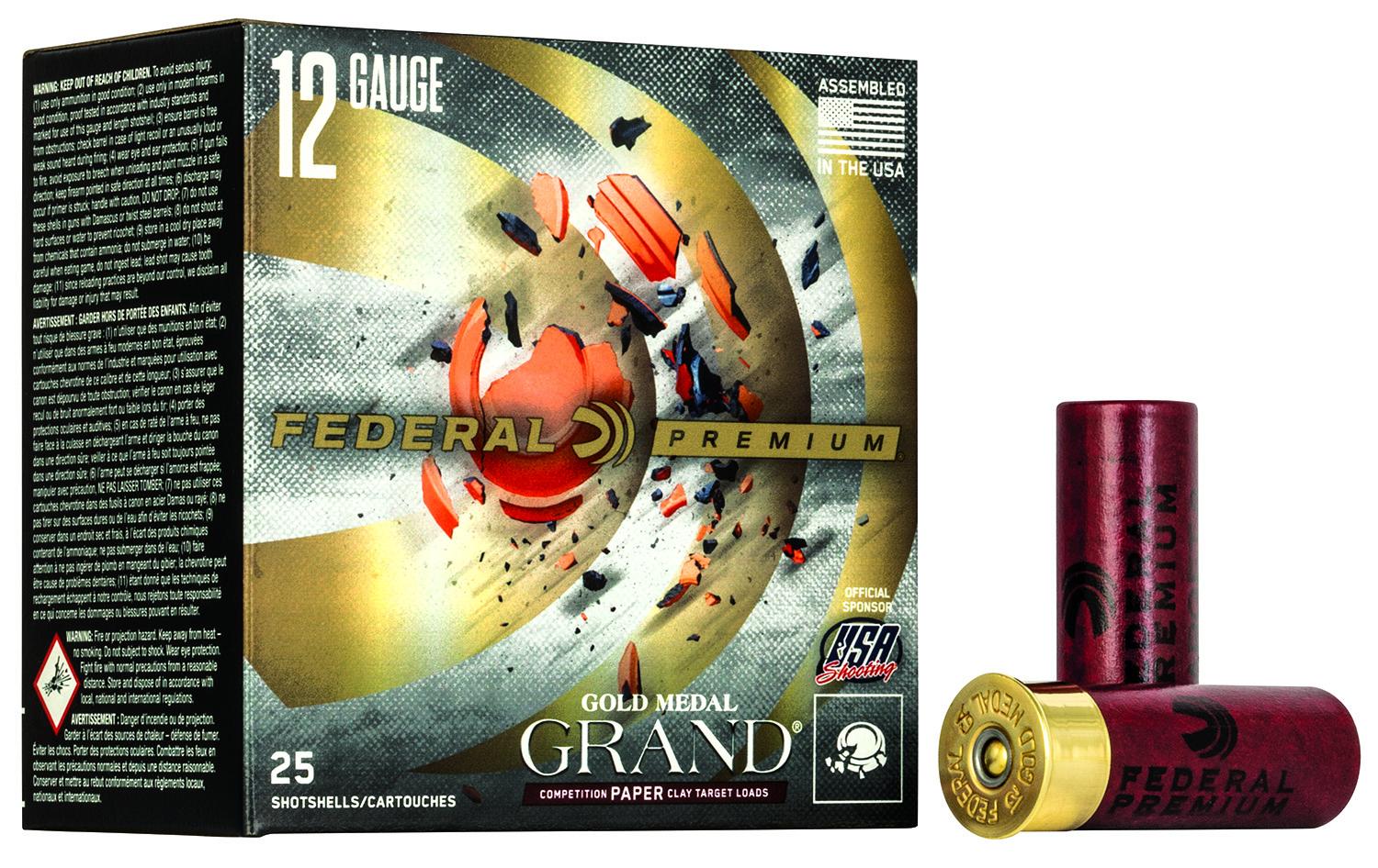 Federal Premium Gold Medal Grand Paper Shotshells GMT11775, 12 Ga, 2-3/4", 1 1/8oz, 1145 fps, #7.5 Lead Shot, 25 Rds/bx
