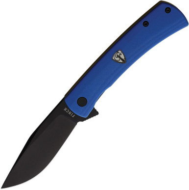 Finch Knife Co HALO Flipper Knife - 3.1" 14C28N Black Clip Point Blade, Blue and Yellow G10 Handles - HO008002