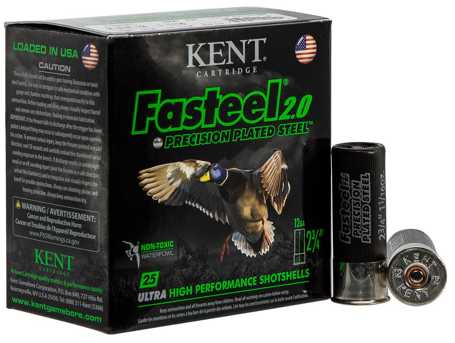 Kent Fasteel 2.0 Shotshells K122FS303, 12 Gauge, 2-3/4", 1 1/16 oz, 1550 fps, #3 Steel Shot, 25 Rds/bx
