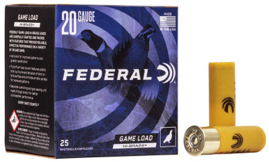 Federal 20 Gauge Game Load Hi-Brass Ammunition FH2585 #5 Shot 3" 1-1/4oz 1300fps 25 Rounds