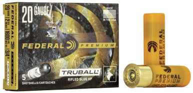 Federal TruBall Rifled Slug 20 Gauge Shotgun Shells - 5 Shells per Box