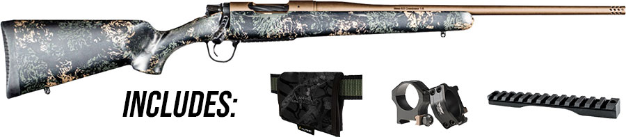Christensen Arms Mesa FFT w/Scope Rings, Base, and Ammo Wallet 801-01180-00, 300 Win Mag, 22", Carbon/Green/Tan