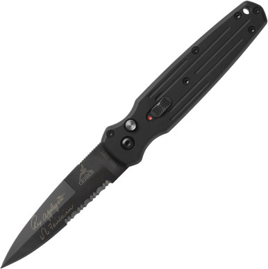Gerber Covert AUTO Folding Knife - 3.78" S30V Black Partially Serrated Blade, Black Aluminum Handles - 30-000137