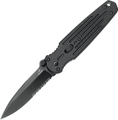 Gerber Covert FAST AUTO Folding Knife - 3.85" 7Cr17MoV Black Partially Serrated Blade, Black G10 Handles - 22-01967