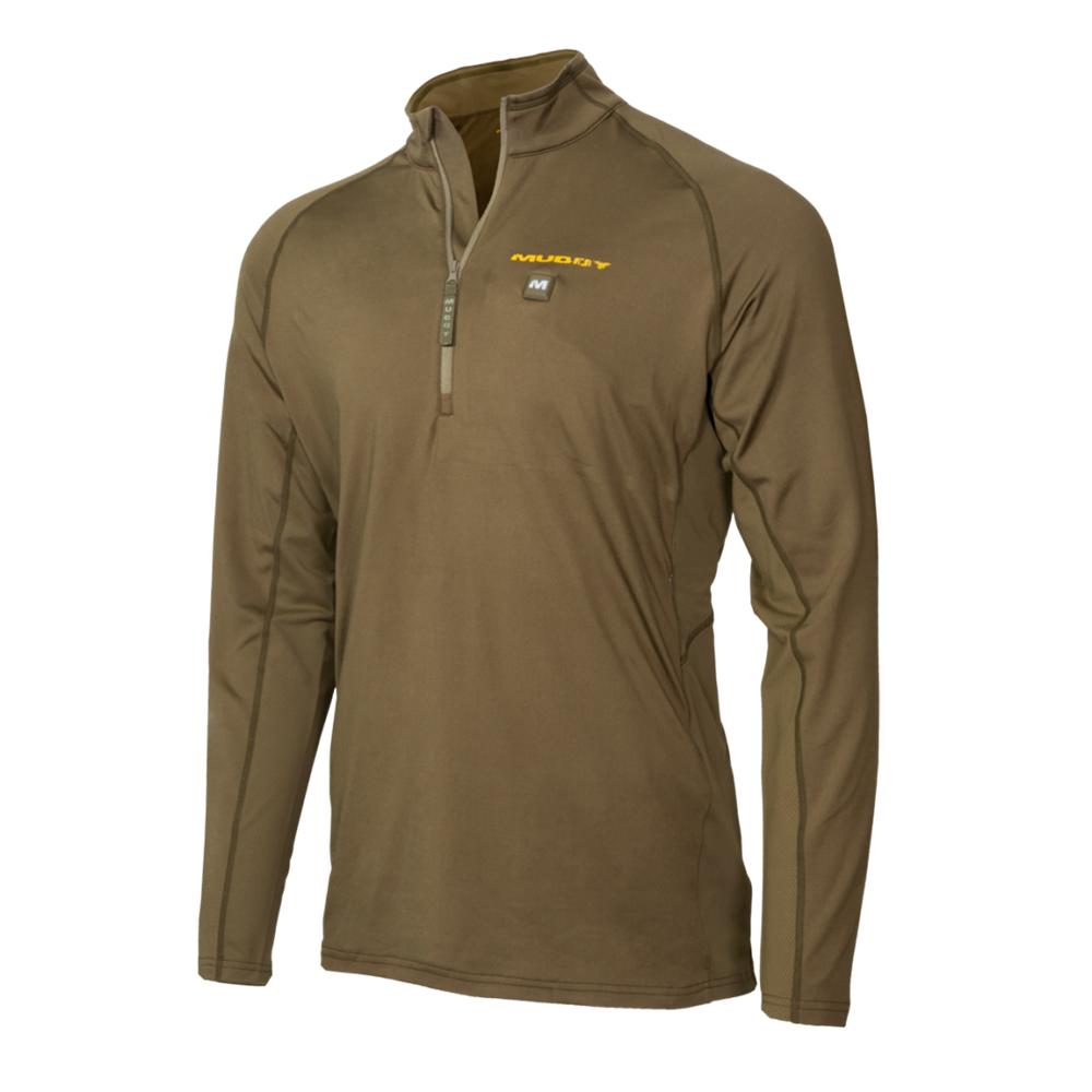 Muddy Nucleus Heated Quarter Zip Shirt Large Brown Clay Three Heat Settings