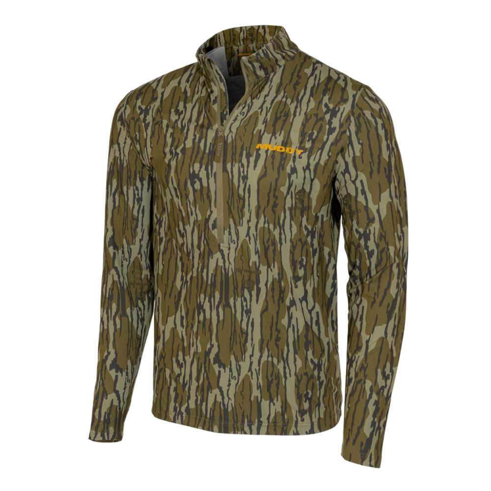 Muddy TRX Lightweight Quarter Zip Long Sleeve Hunting Shirt Mossy Oak Bottomland L