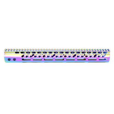 Guntec USA 15" Ultralight Thin M-LOK Handguard - Matte Rainbow PVD Finish
