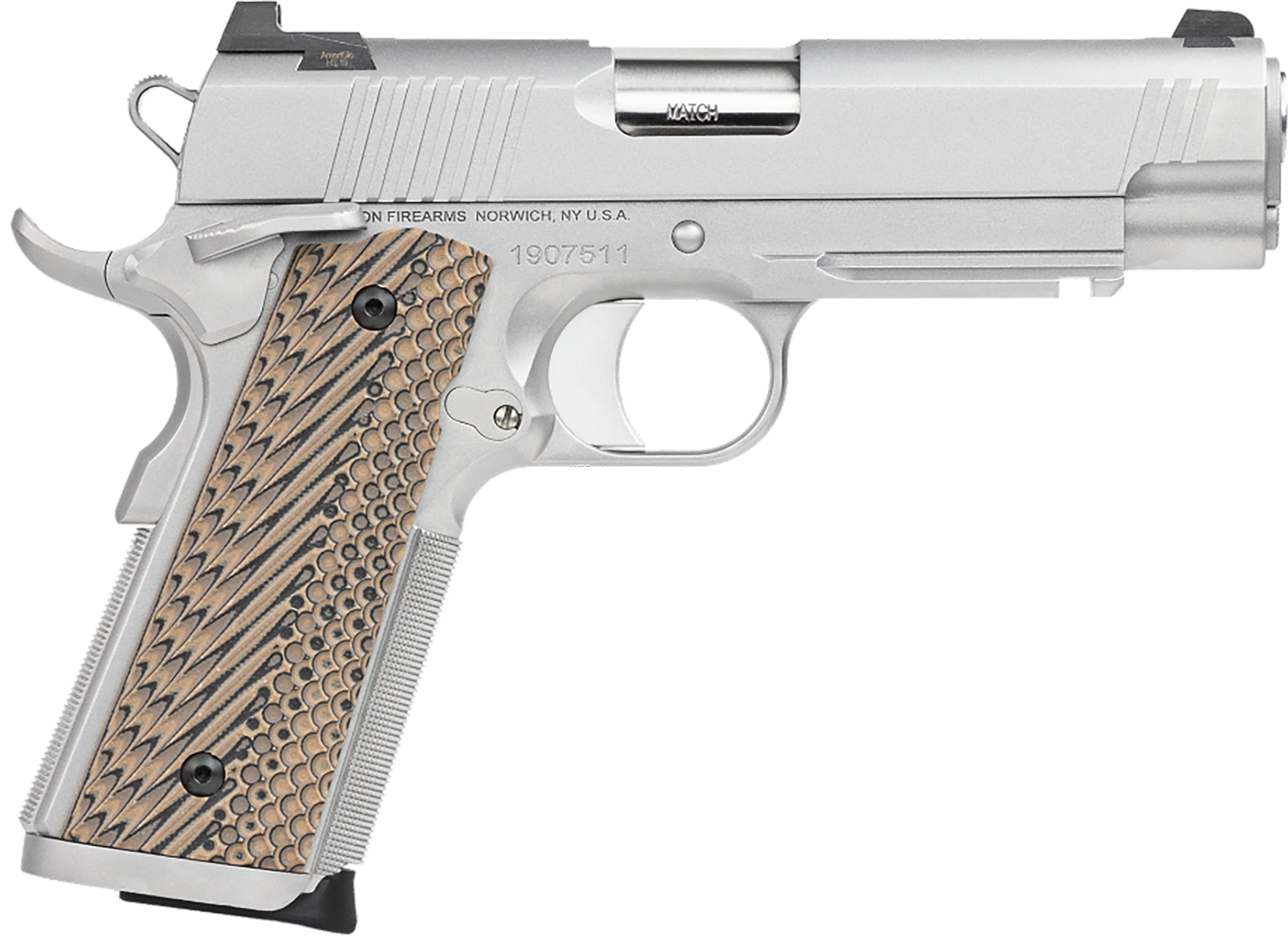 CZ-USA Dan Wesson Specialist Pistol 01809, 45 ACP, 4.25 in, Black/Brown G10 Grip, Stainless Finish, 8 Rd