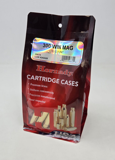 Hornady 300 Win Mag Unprimed Reloading Brass Casings H8670 50 Pieces