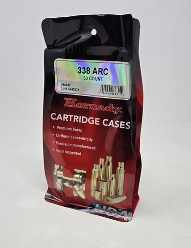 Hornady 338 ARC Unprimed Brass Reloading Casings H86837 50 Pieces