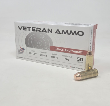 Hyperion Veteran Ammo 45 Colt Ammunition Range And Target HMBX45C25550 255 Grain Full Metal Jacket 50 Rounds