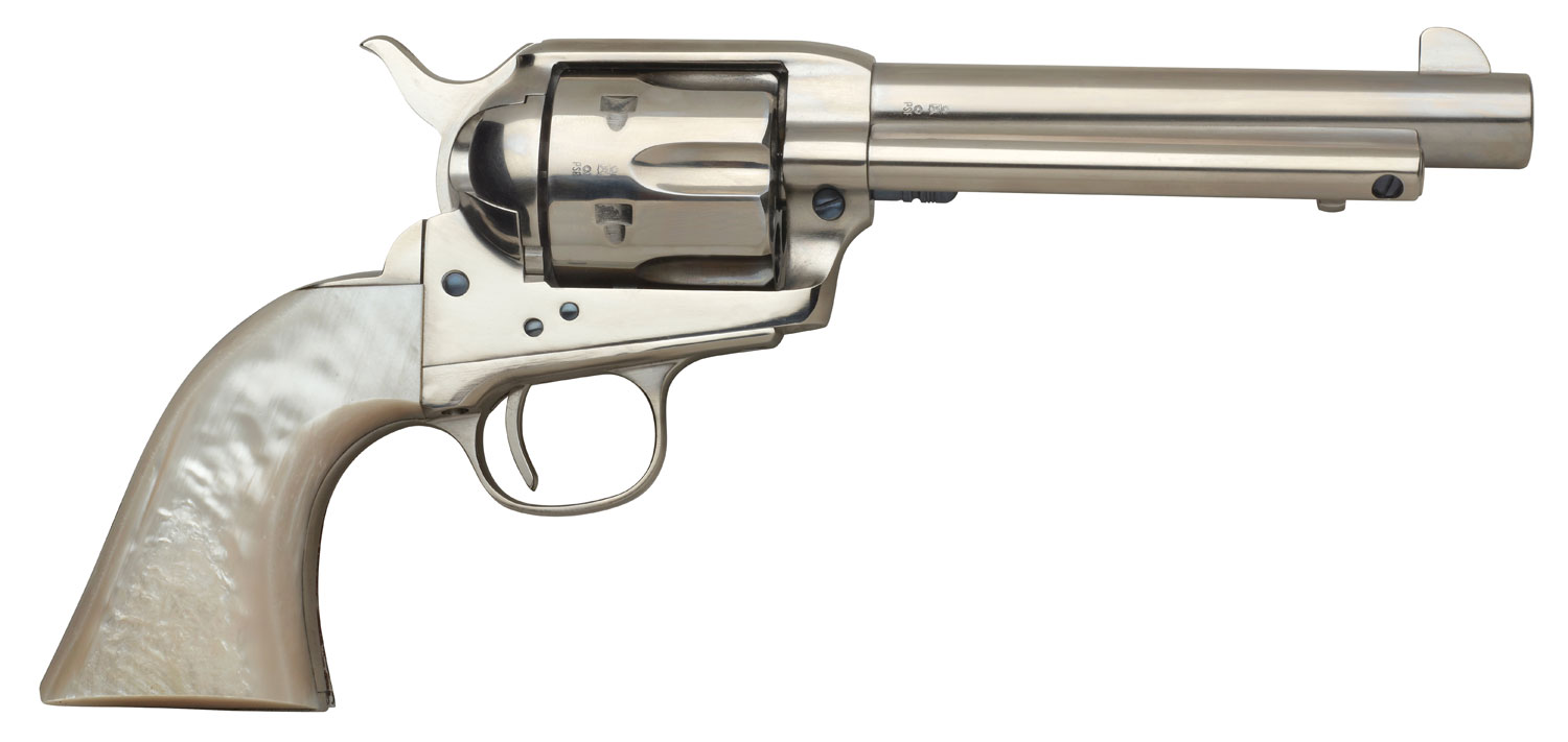 Taylors 1873 Cattleman Revolver 555113, 45 Colt (LC), 5.50", Mother of Pearl Grip, Nickel Finish, 6 Rd