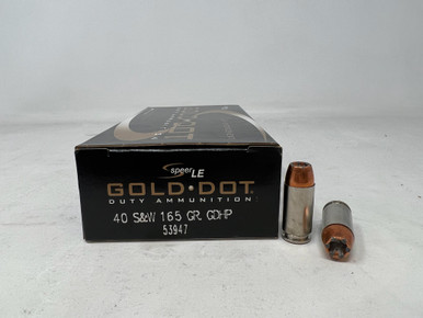 Speer 40 S&W Ammunition CCI53947 165 Grain Gold Dot Hollow Point 50 Rounds