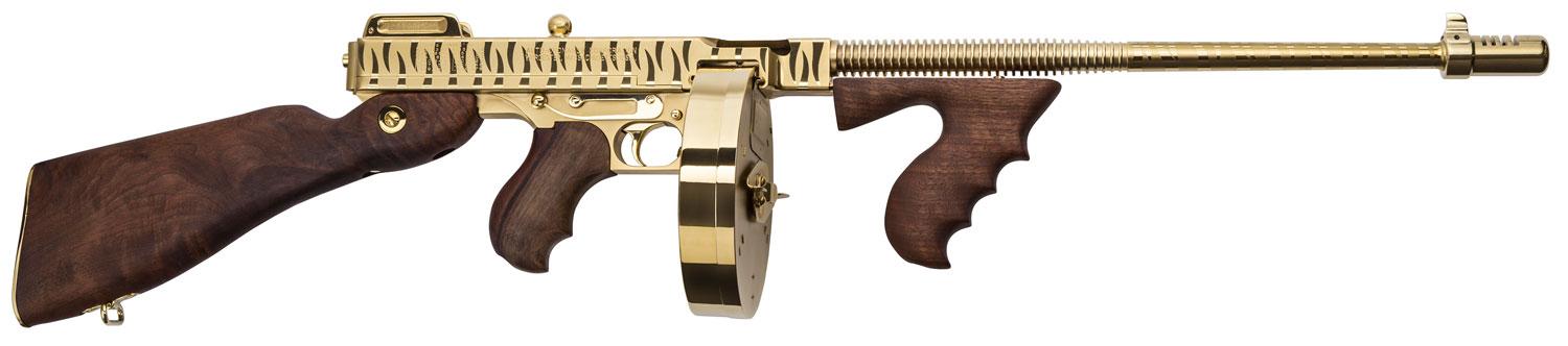 Thompson 1927A-1 Deluxe Rifle T150DTGTS, 45 ACP, 16.50", Gold Tiger Stripe Finish, 20/50 Rds