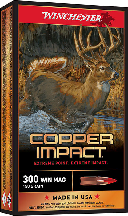 Winchester Copper Impact Rifle Ammunition X300CLF, 300 Win Mag, Copper Extreme Point, 150 GR, 3260 fps, 20 Rd/bx