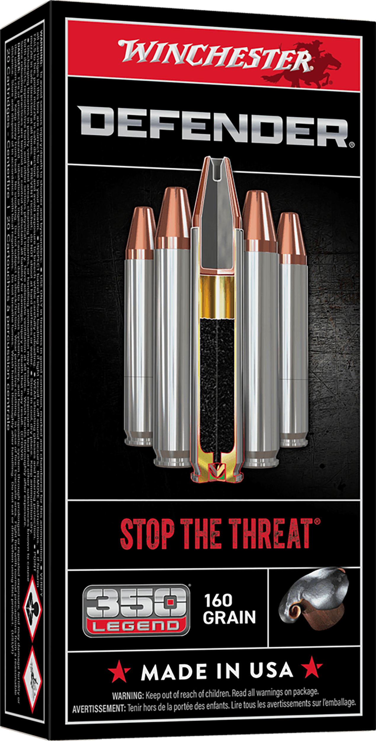Winchester Defender Rifle Ammunition S350PDB, 350 Legend, Bonded Protected Hollow Point, 160 gr, 1759 ft lbs, 20 Rd/Bx