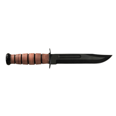 KA-BAR 1217 Full Size USMC Fighting Knife 7.0" 1095 Cro-Van Stacked Leather Handle - 1217