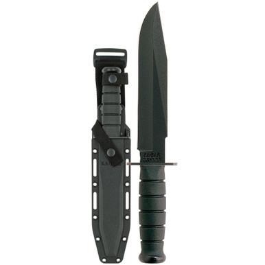 KA-BAR 1269 Fighter Knife Fixed Knife - 8.1" Black Plain Blade, Kraton G Handle, Hard Plastic Sheath