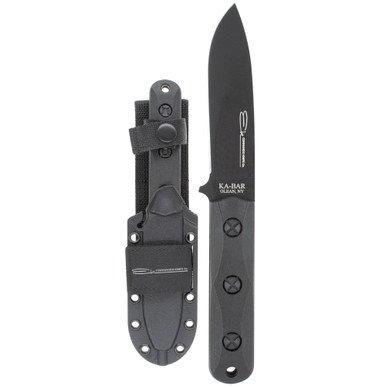 KA-BAR Ek Commando Short Drop Point Fixed Blade - 4.31" Black 1095 Drop Point Blade, Black Ultramid Handles, Celcon Sheath - EK51