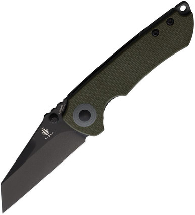 Kizer Cutlery Mini Critical Flipper Knife - 3" CPM-3V Black Reverse Tanto Blade, Green G10 Handles - V3508A3