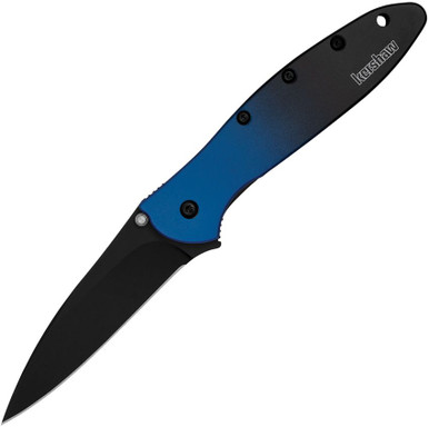 Kershaw 1660GBLUBK Ken Onion Leek Assisted Flipper Knife - 3" CPM-MagnaCut Black Plain Blade, Blue/Black Gradient Aluminum Handles