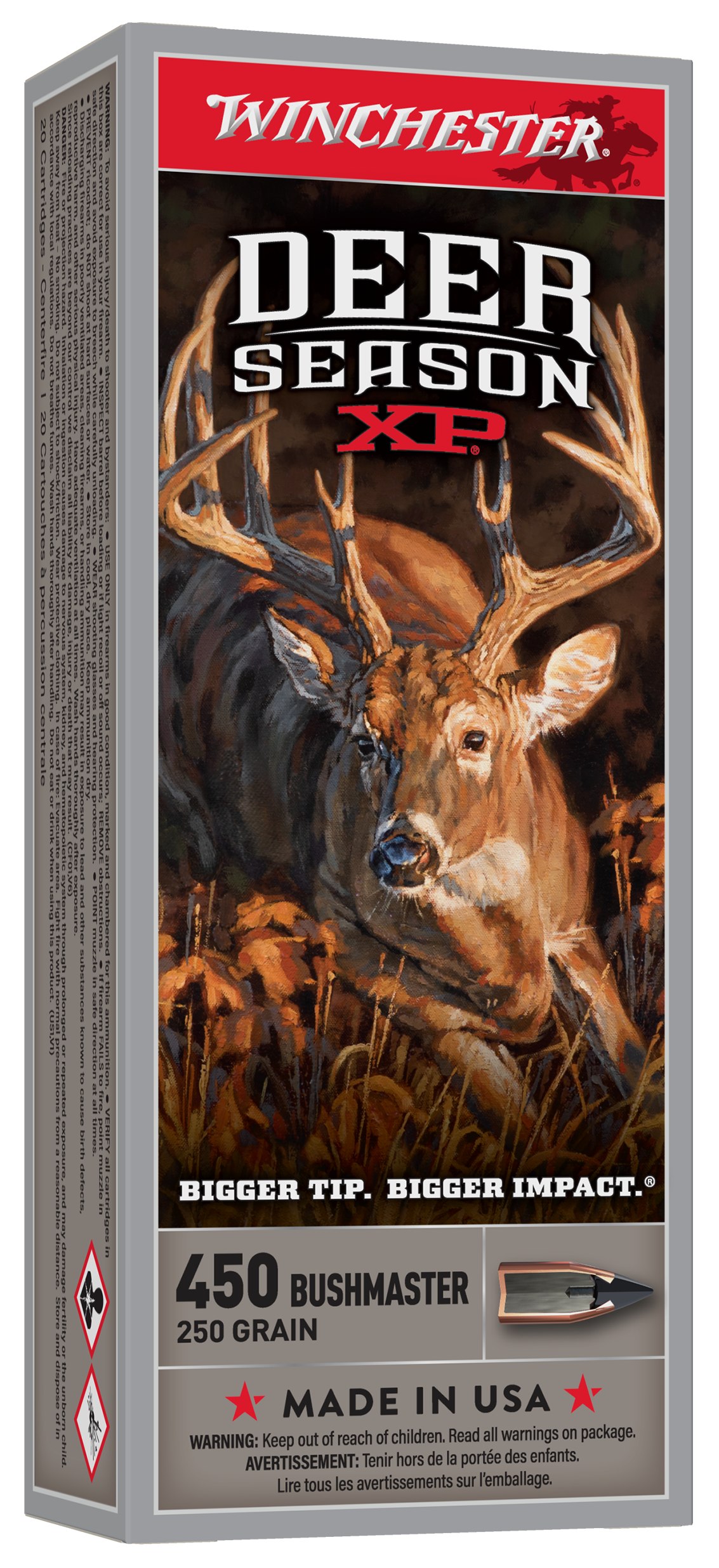 Winchester Deer Season XP Rifle Ammunition X450DS, 450 Bushmaster, Extreme Point, 250 GR, 2200 fps, 20 Rd/Bx