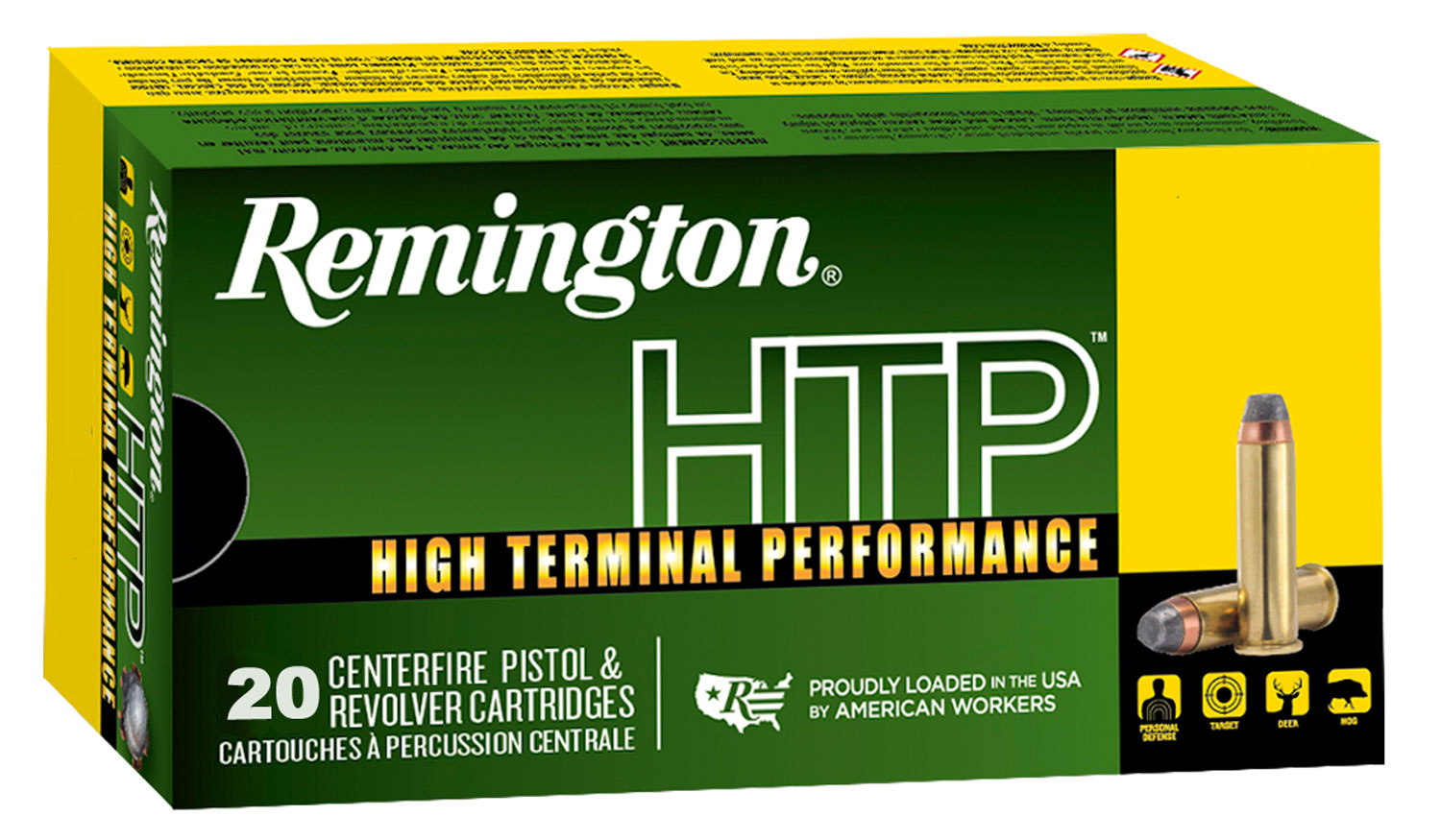 Remington HTP Pistol Ammunition 22227, 357 Mag, Semi-Jacketed Hollow Point, 125 gr, 1450 fps, 20 Rd/Bx