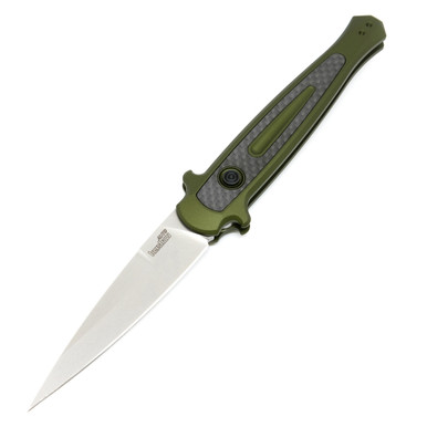 Kershaw 71500LSW Launch 8 AUTO Folding Knife - 3.5" CPM-154 Spear Point Blade, Green Anodized Aluminum Handles w/ Carbon Fiber Inlay