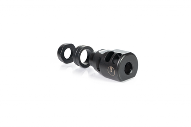 Ultradyne USA Lithium PCC Compensator Muzzle Brake with Timing Nut - 9MM, 1/2"-28 Thread, 1.125" Outside Diameter, 416 SS, Black Nitride Finish