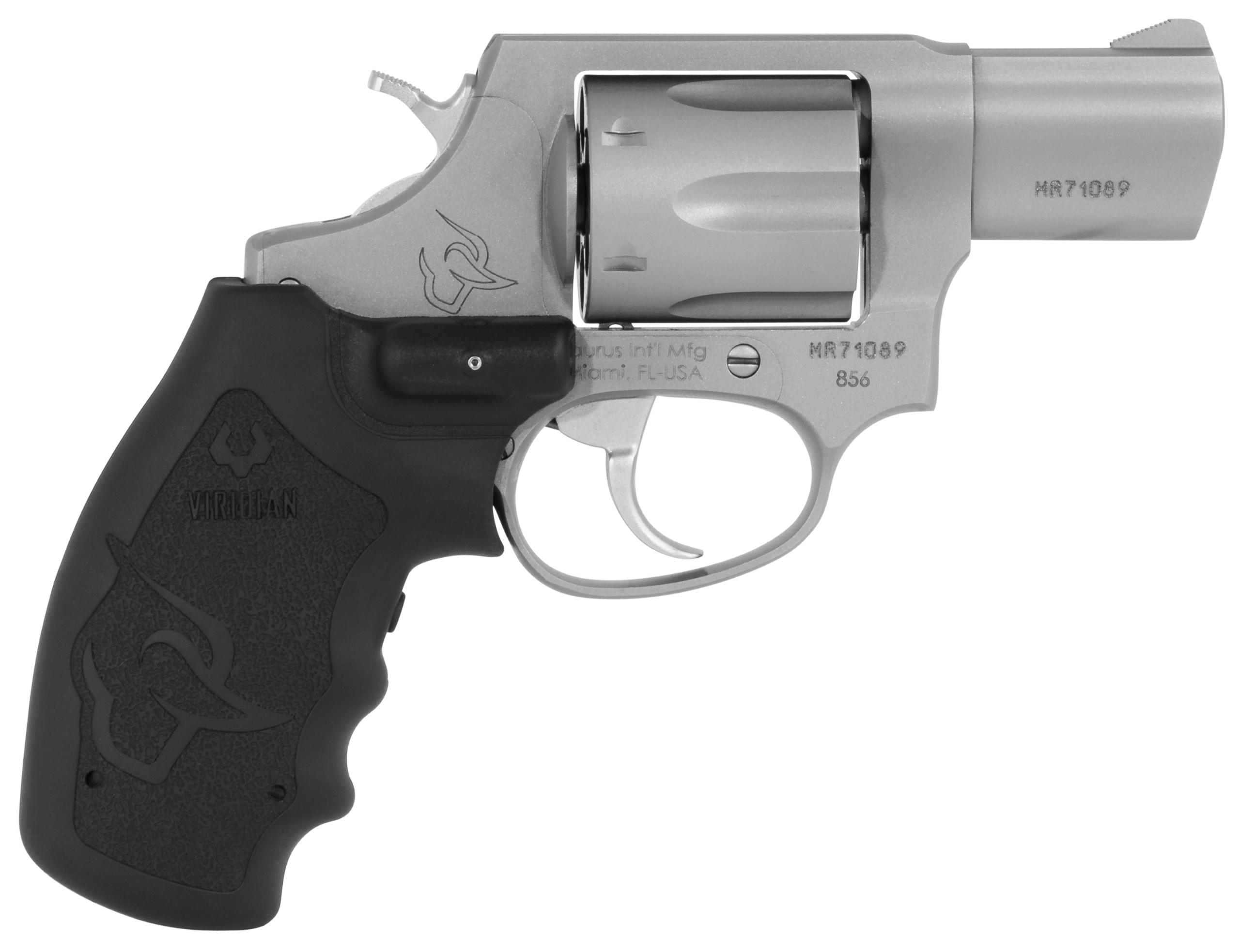 Taurus 856 Revolver 2856029VL, 38 Special +P, 2", Black Polymer w/Viridian Laser Grip, Matte Stainless Finish, 6 Rd
