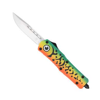 Cobratec Medium FS-3 OTF Knife - Green Lure Edition - 3" D2 Blade,Aluminum Alloy Cerakoted Handle