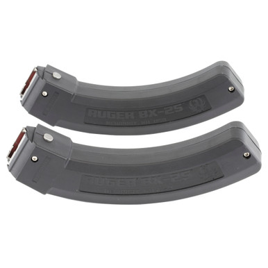 Ruger BX-25 Magazines - 2 Pack - 22LR, 25 Rounds, Fits 10/22 Rifles, Black Polymer