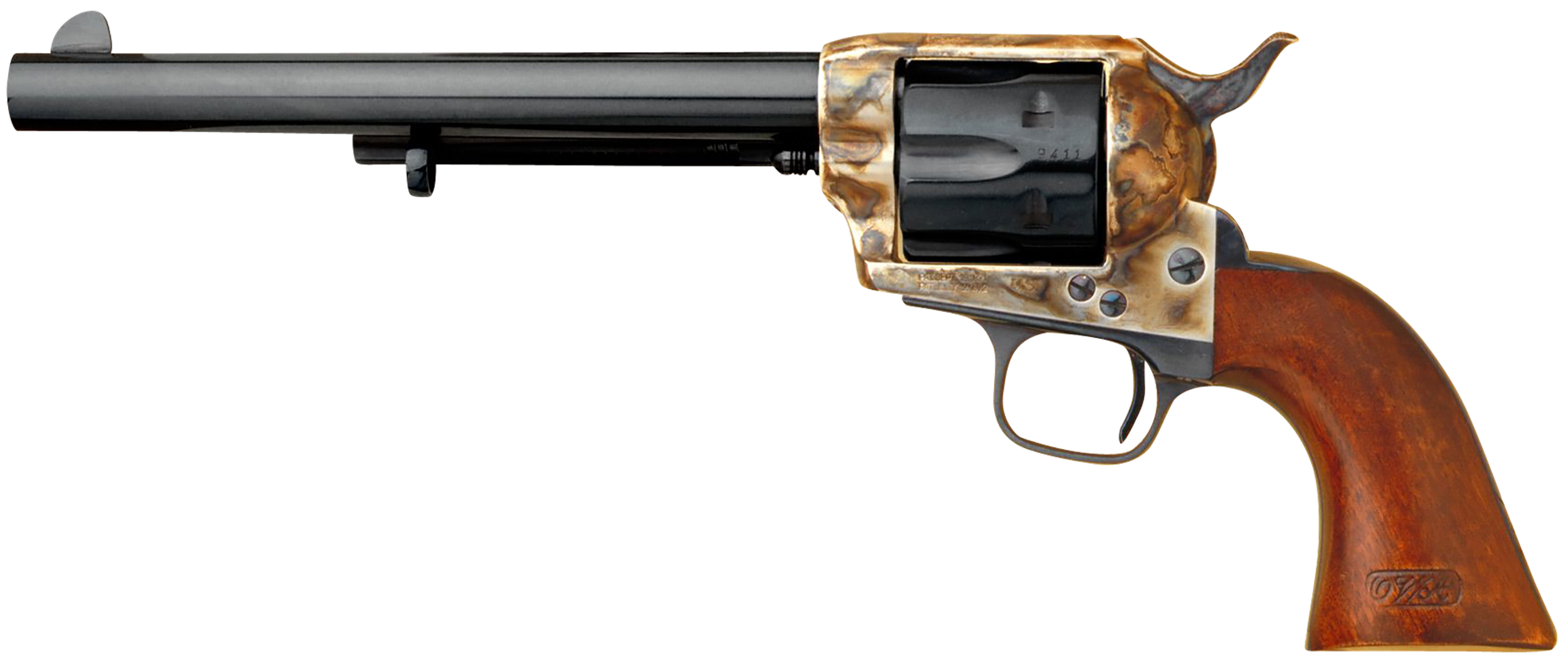 Cimarron Model P US Cavalry Revolver CA514M00, 45 Colt (LC), 7.50", Walnut Grips, Case Hardened Finish, 6rd