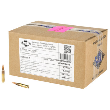 Magtech MEN M193 556NATO 55 Grain Full Metal Jacket - 510 Rounds Per Case